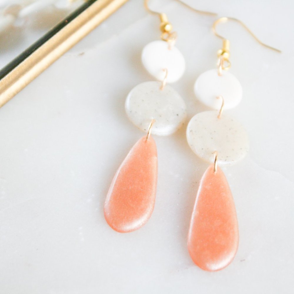 Vintage Inspired Drop Earrings- Rose Quartz